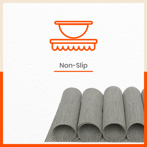 Woven PVC Table Mats / Placemats for Dining Table at Home (Nora - Set of 6)